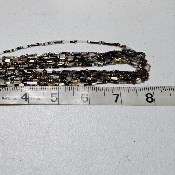Vintage Boho Seed Beaded Multi Strand Chunky Necklace Fashion Jewelry Statement - Picture 5 of 5